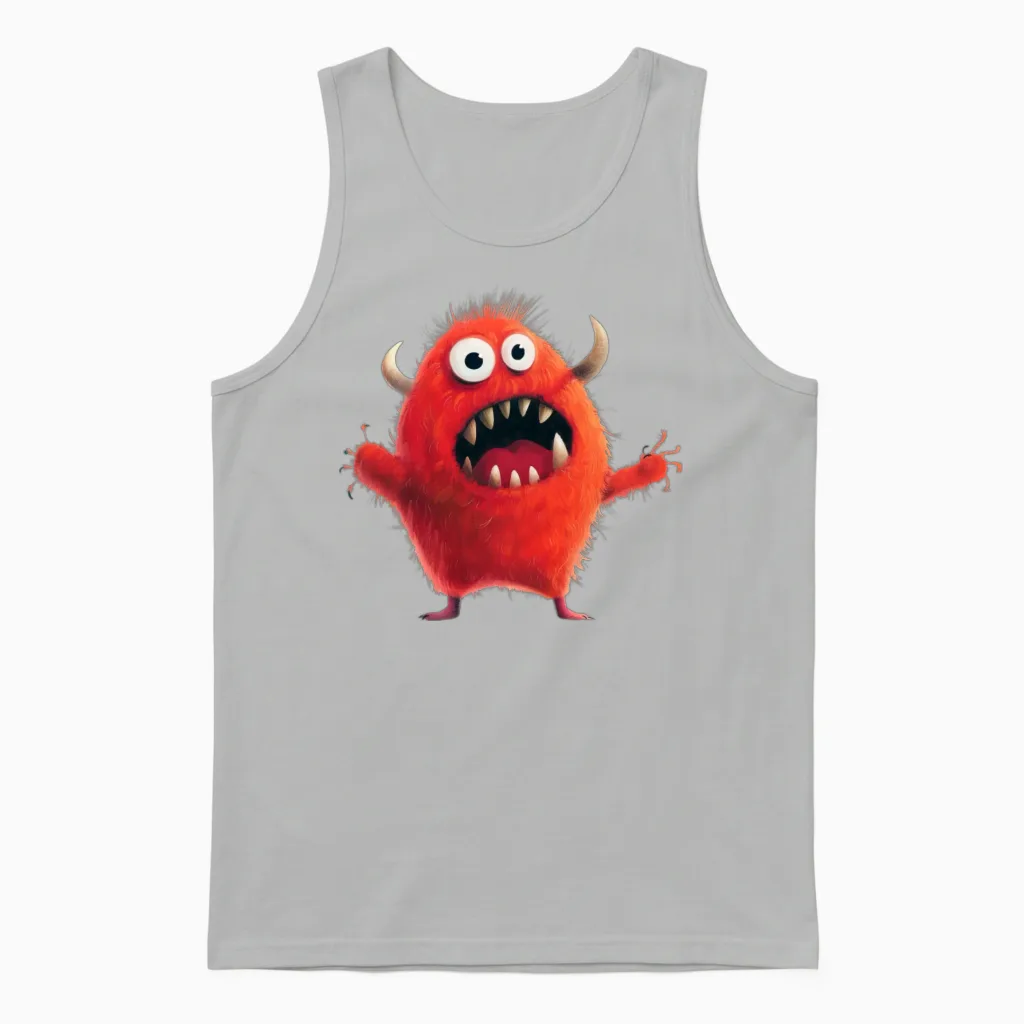 Funny Monster Unisex Tank Top in Ash