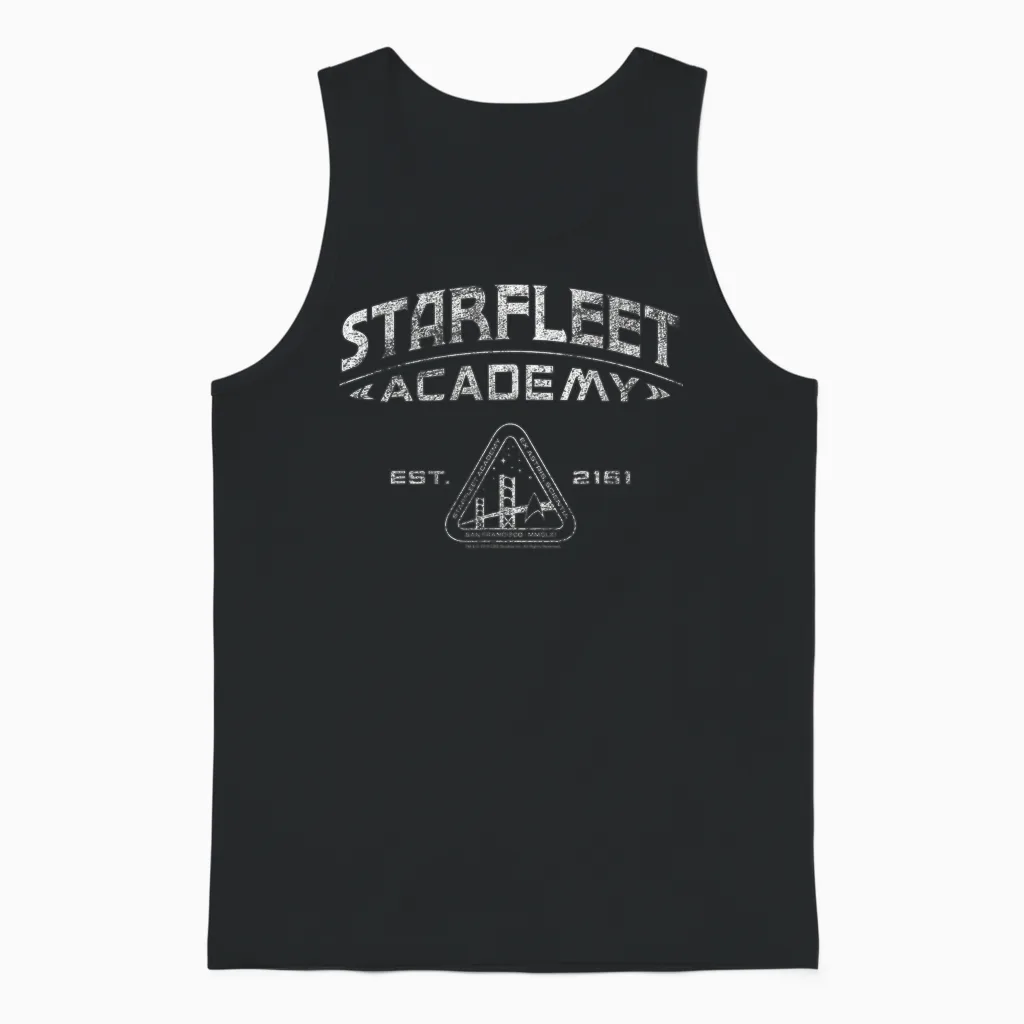 Star Trek Starfleet Academy 2161 Vintage Collegiate Unisex Tank Top in Black