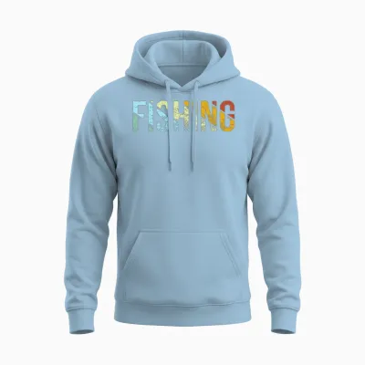 Fishing Retro Unisex Hoodie - Light Blue