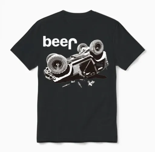 Beer Jeep Offroad Jeep Bear Wildlife Gift Unisex T-Shirt in Black