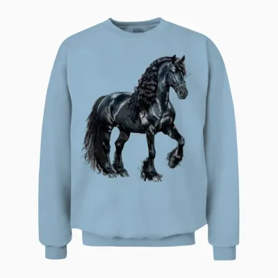 Friesian Horse Unisex Sweatshirt - Light Blue