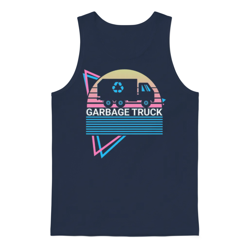 Garbage Truck Retro Unisex Tank Top - Navy