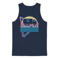 Garbage Truck Retro Unisex Tank Top - Navy – 1