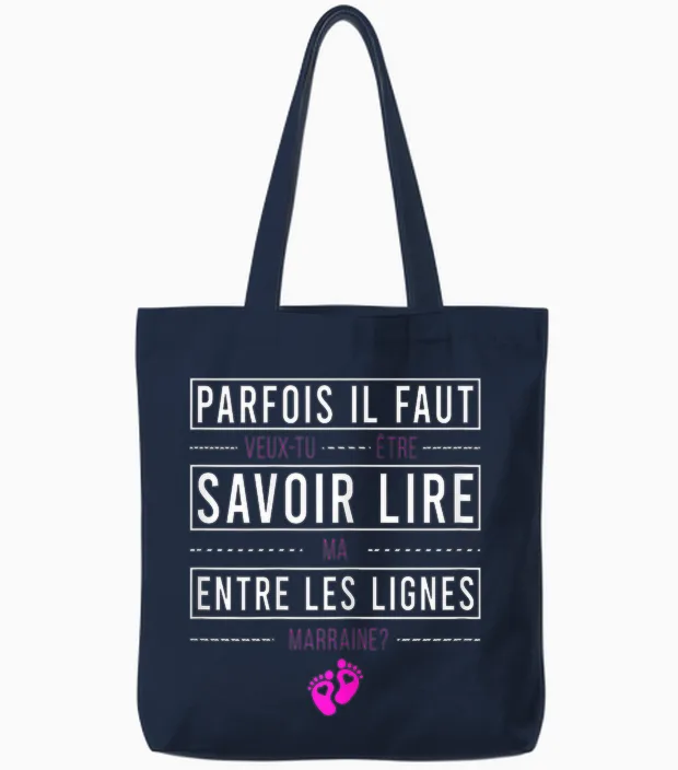 Request Godmother Announcement Godmother Veux-Tu être Ma Marraine Tote Bags in Navy