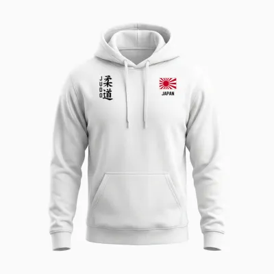 Judo Japanese Flag Judoka Dojo Martial Art Japan Kanji Sun Unisex Hoodie - White
