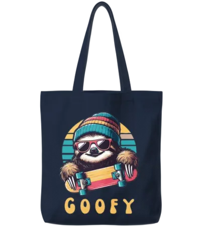 Goofy Skater Sloth - Funny Skateboard Freestyle Tote Bags - Navy