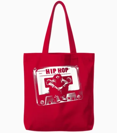 Vintage Cassette Tape Hip Hop Music 80s 90s Retro Graphic Tote Bags - Red