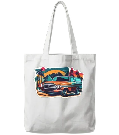 Retro Car Miami Beach Tote Bags - White