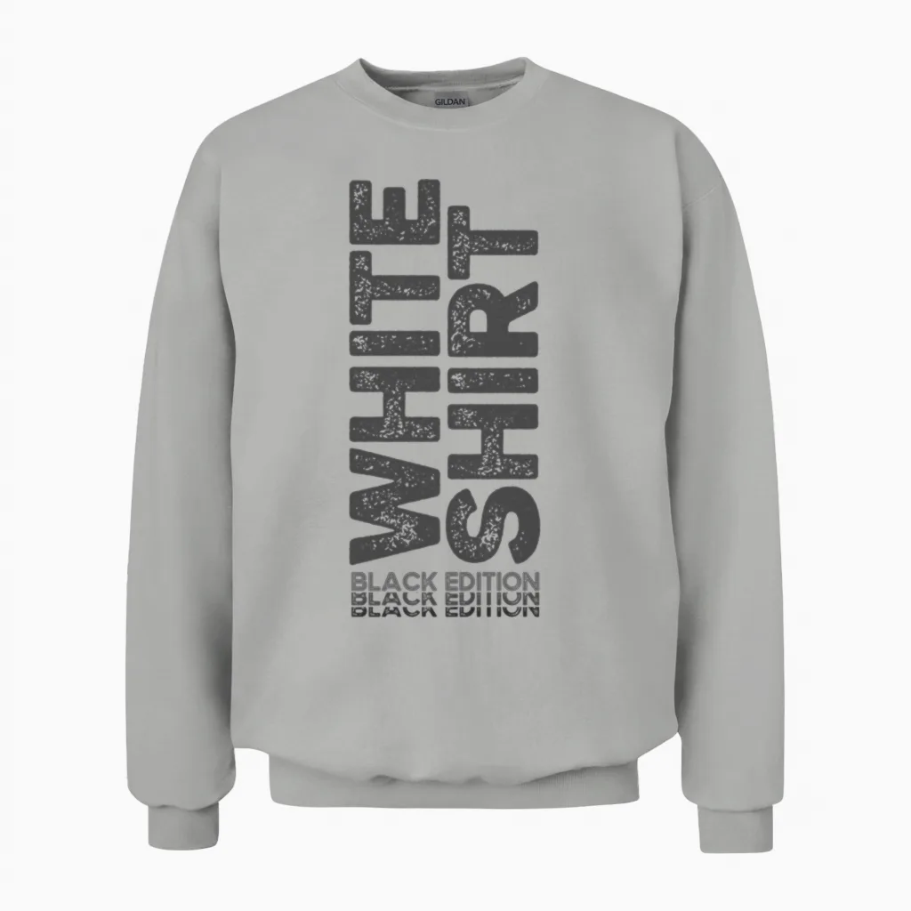 Weißes Shirt Schwarze Edition White Shirt Black Edition Langarmshirt Unisex Sweatshirt in Ash