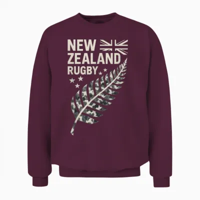 New Zealand Rugby Silver Fern Unisex Sweatshirt - Maroon