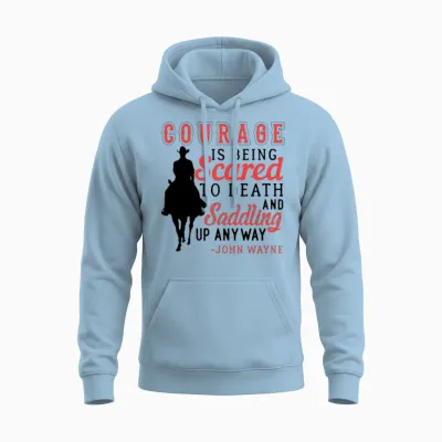 Courage Saddle Up Horse Cowboy Unisex Hoodie - Light Blue