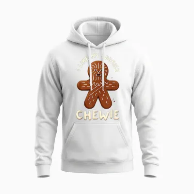 Star Wars Funny Holiday Gingerbread I Like My Cookies Chewie Unisex Hoodie - White