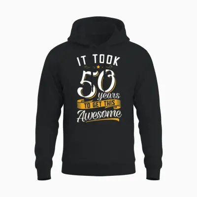 Awesome 50th Birthday Tshirt and Gift Unisex Hoodie - Black