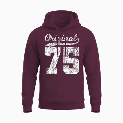 75 Original 49 Jahren Mann Frau Geburtstag Unisex Hoodie - Maroon