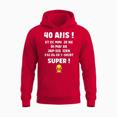 Draw Idea Funny 40 Years Funny Birthday 40 Years Unisex Hoodie - Red