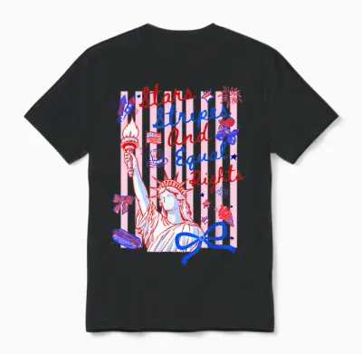 Stars Stripes and Equal Rights 4th of July Liberty Women Unisex T-Shirt - Black