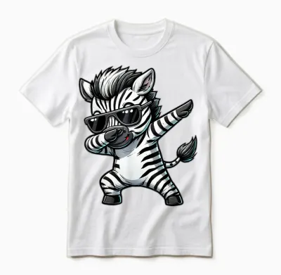 Dabbing Zebra Funny Zebra on Dabben Gift Zebra T-Shirt, Black Unisex T-Shirt - White