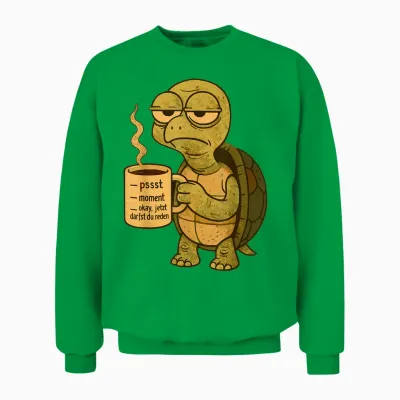 Kaffee Schildkröte Morgenmuffel Koffein Kaffeetasse Lustig Unisex Sweatshirt - Irish Green