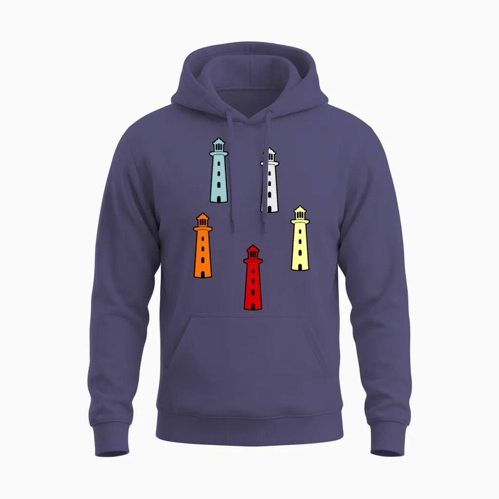 Funny Lighthouse Gift Unisex Hoodie in Heather Sport Dark Navy