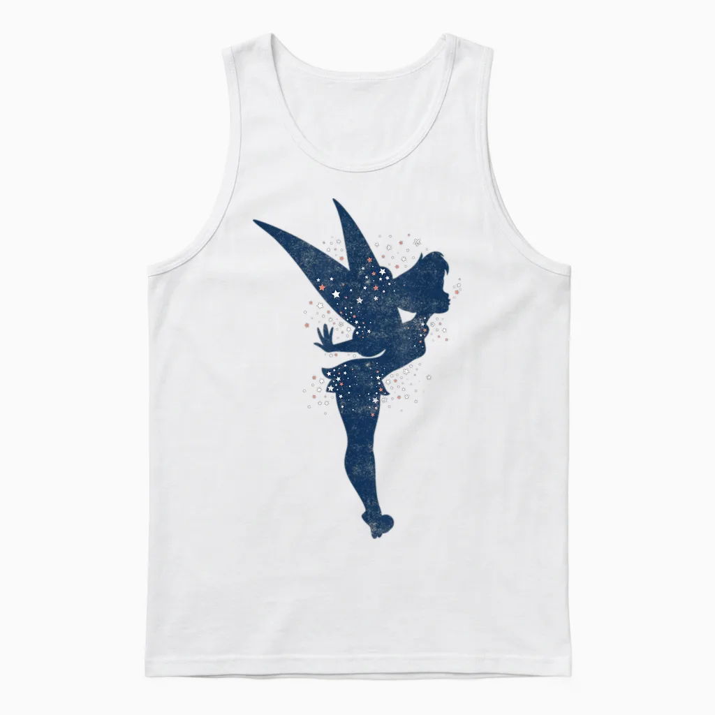Disney Peter Pan Tinkerbell Americana Shadow Graphic Unisex Tank Top in White
