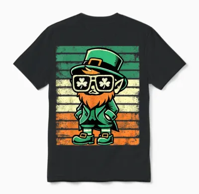 Rétro Leprechaun St Patty's Shamrock Funny St Patrick Unisex T-Shirt - Black