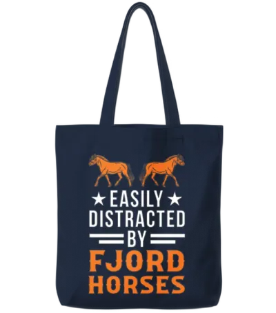 Easily Distracted by Fjord Horses Horse Tote Bags - Navy