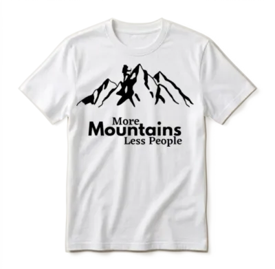 More Mountains Less People Hiking Unisex T-Shirt - White