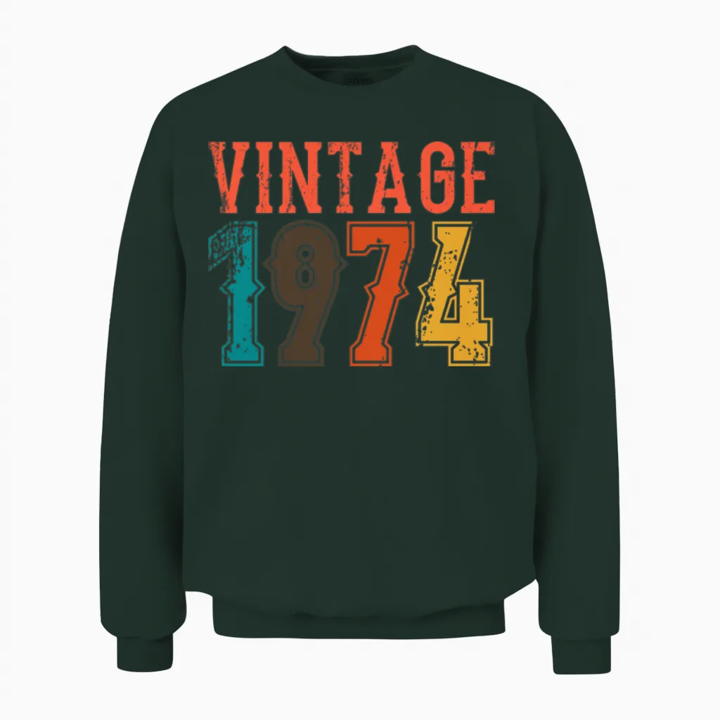 1974 Born Birthday Dad Vintage 1974 Unisex Sweatshirt in Forest
