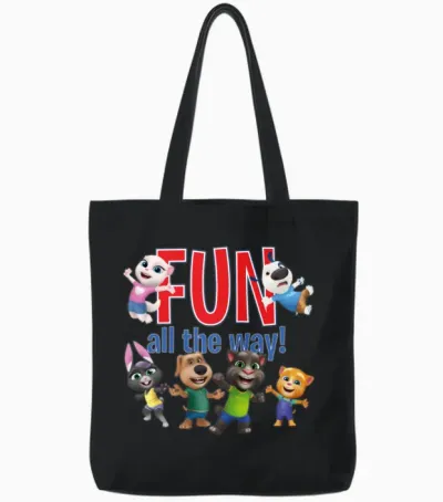 Talking Tom & Friends Fun All the Way! Tote Bags - Black