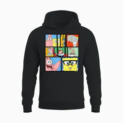 Sponge Bob - Squarepants Characters Unisex Hoodie - Black