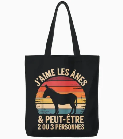 Idea T-Shirt Cute Donkey Boy Girl Woman I Love Donkeys Tote Bags - Black
