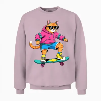 Retro Skater Tabby Unisex Sweatshirt - Light Pink