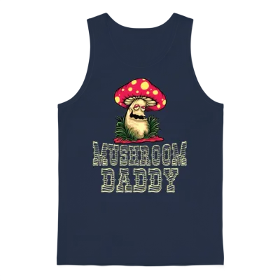 Retro Mushroom Daddy Unisex Tank Top - Navy