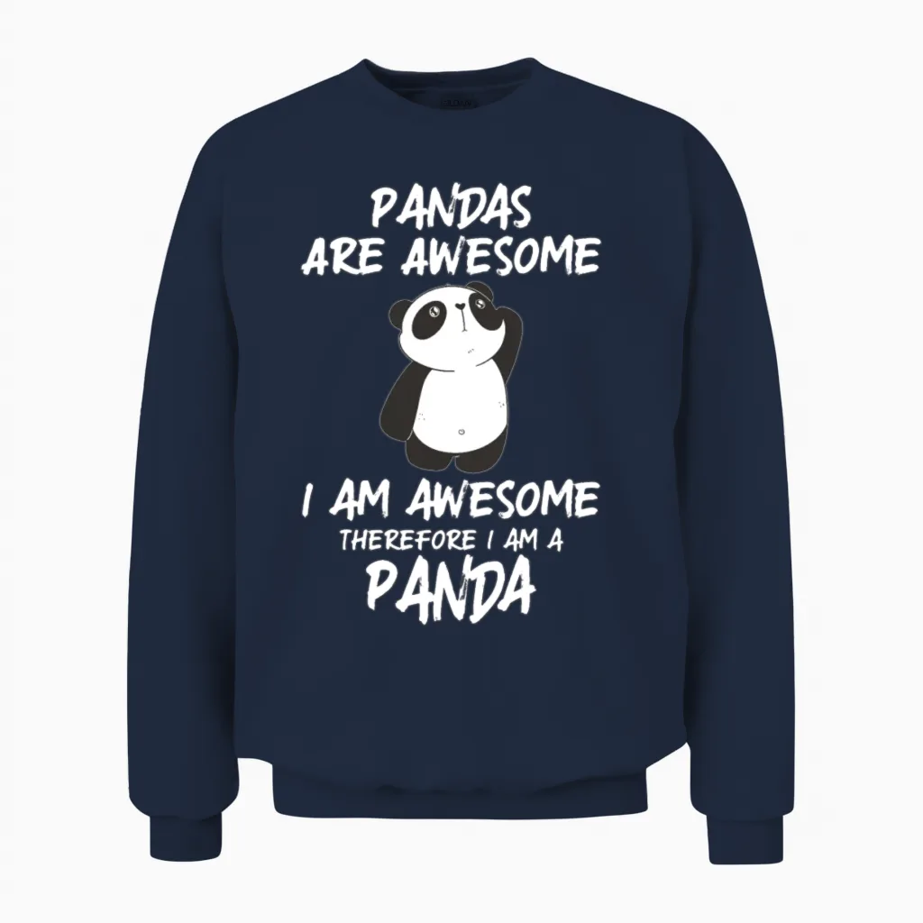 Panda Shirt Pandas Are Awesome Panda Bear Unisex Sweatshirt in Navy