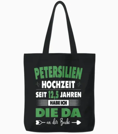 Men's 12.5 Wedding Anniversary Husband 12.5 Years Marriage Parsley Wedding T-Shirt, Black Tote Bags - Black