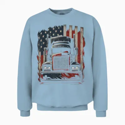 Us Amerikanische Flagge Trucker Lkw-Fahrer Geschenk Unisex Sweatshirt - Light Blue