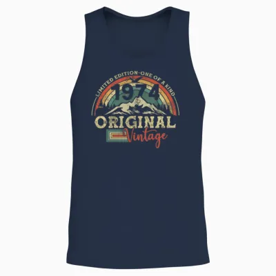 Vintage Aged to Perfection July 1974 Unisex Tank Top - Navy