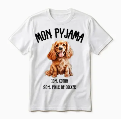 Cocker Cadeau Humour Pyjama Chien Cocker T-Shirt, White Unisex T-Shirt - White