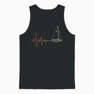 Sailing Heartbeat Retro Unisex Tank Top - Black