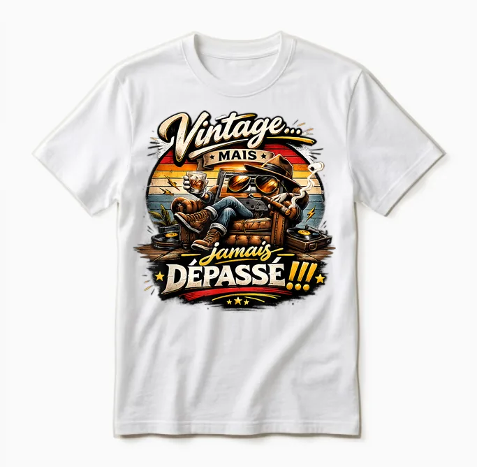 Cadeau Anniversaire Homme Original Vintage Jamais Dépassé Unisex T-Shirt in White