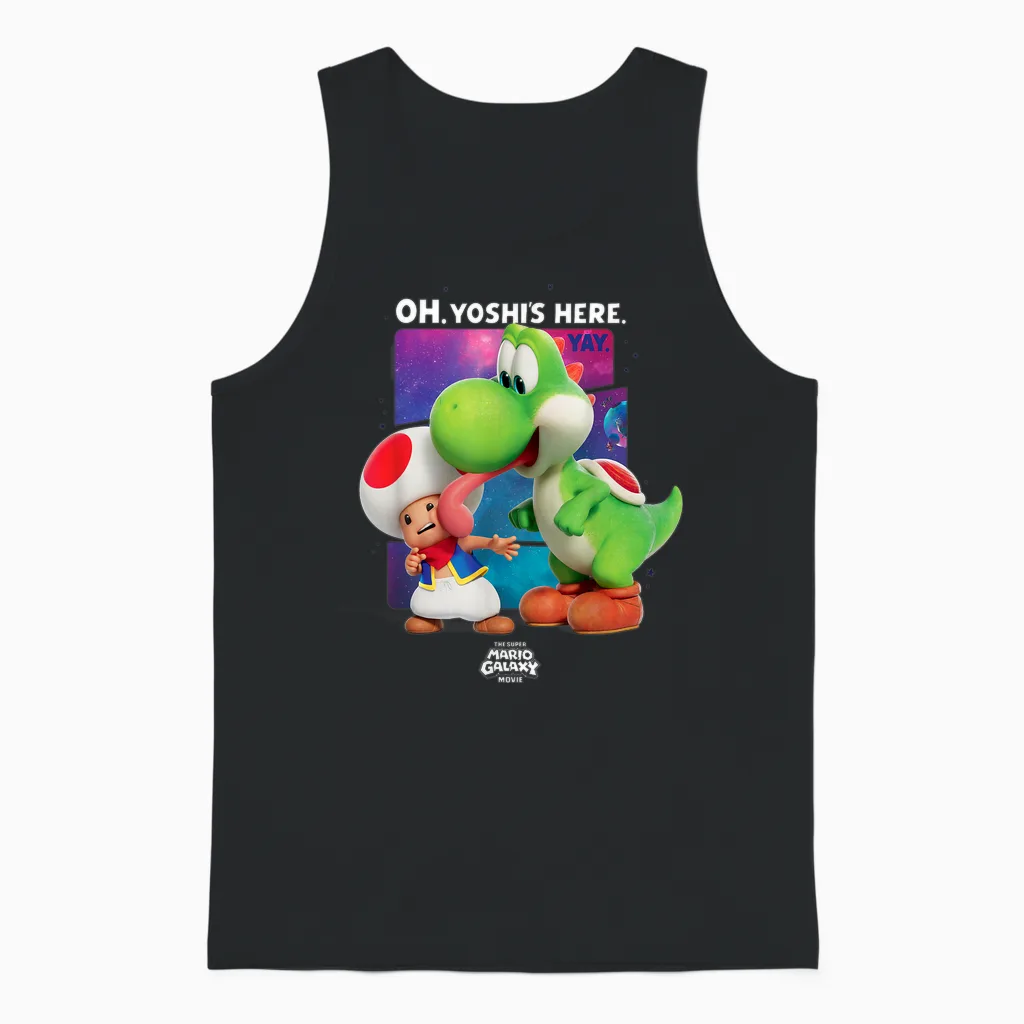 The Super Mario Galaxy Movie Toad and Yoshi Galaxy Fun Unisex Tank Top in Black