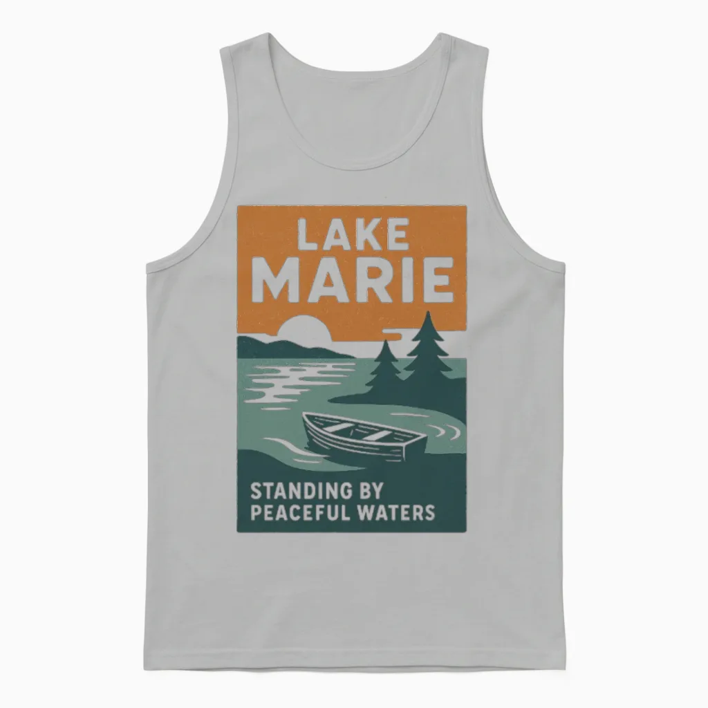 Lake Marie: Standing by Peaceful Waters Unisex Tank Top in Ash