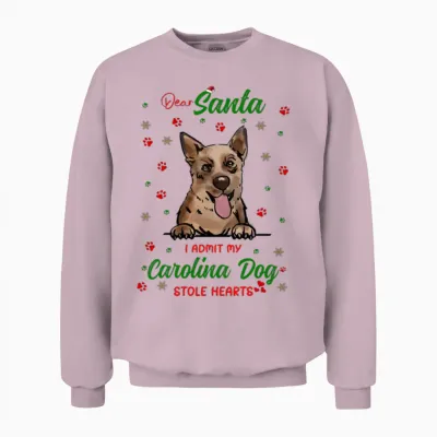 Carolina Dog Dog Christmas Dog Breed Unisex Sweatshirt - Light Pink
