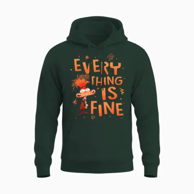 Disney Pixar Inside Out 2 Everything Is Fine Anxiety Logo Unisex Hoodie - Forest
