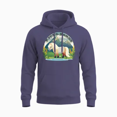 Norwegian Fjord Horse on Grass- Horses Unisex Hoodie - Heather Sport Dark Navy