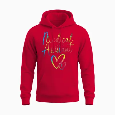 Retro Rainbow Clinical Medical Assistant Unisex Hoodie - Red