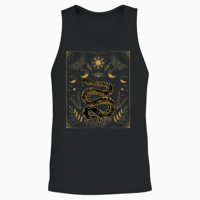 Himmlische Schlange Und Sterne Shirt - Hexe Boho Tarot Schlange Unisex Tank Top - Black