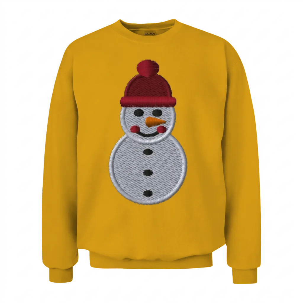 Snowman Embroidered Christmas Unisex Sweatshirt - Gold