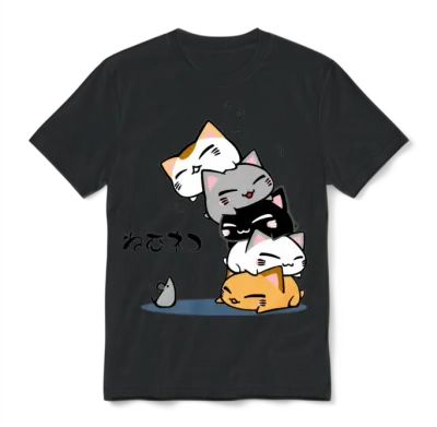 Neko Uh Oh Cute Cat Unisex T-Shirt - Black