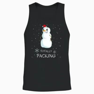Christmas Men's Snowman Saying Totally Packing Unisex Tank Top - Black
